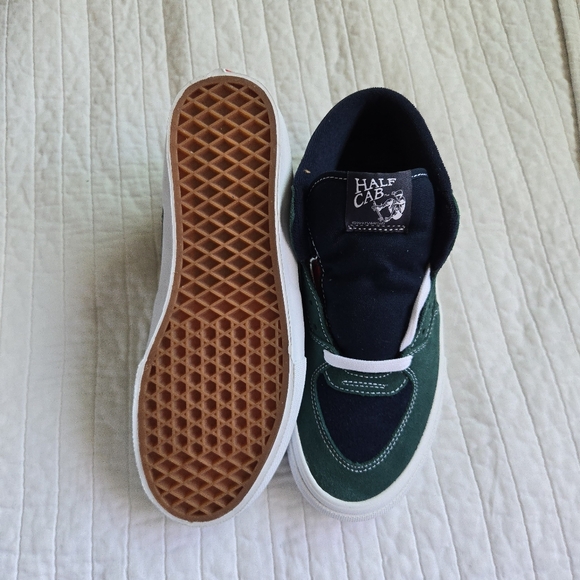 Vans Skate Half Cab Men 8.5 Mid Top Tartan Blue Green New Popcush 032026 - Picture 5 of 9